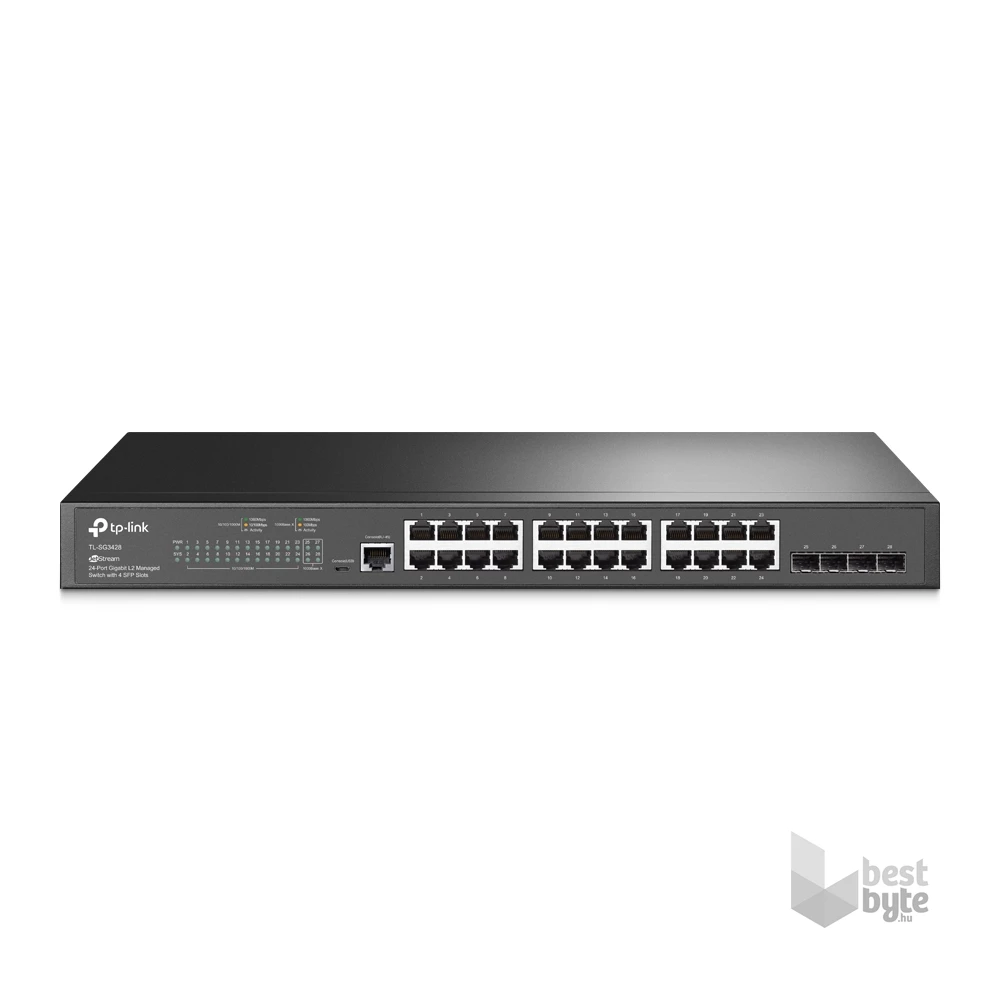 TP-Link TL-SG3428 JetStream 24xGbE LAN 4xGbE SFP port L2+ menedzselhető switch