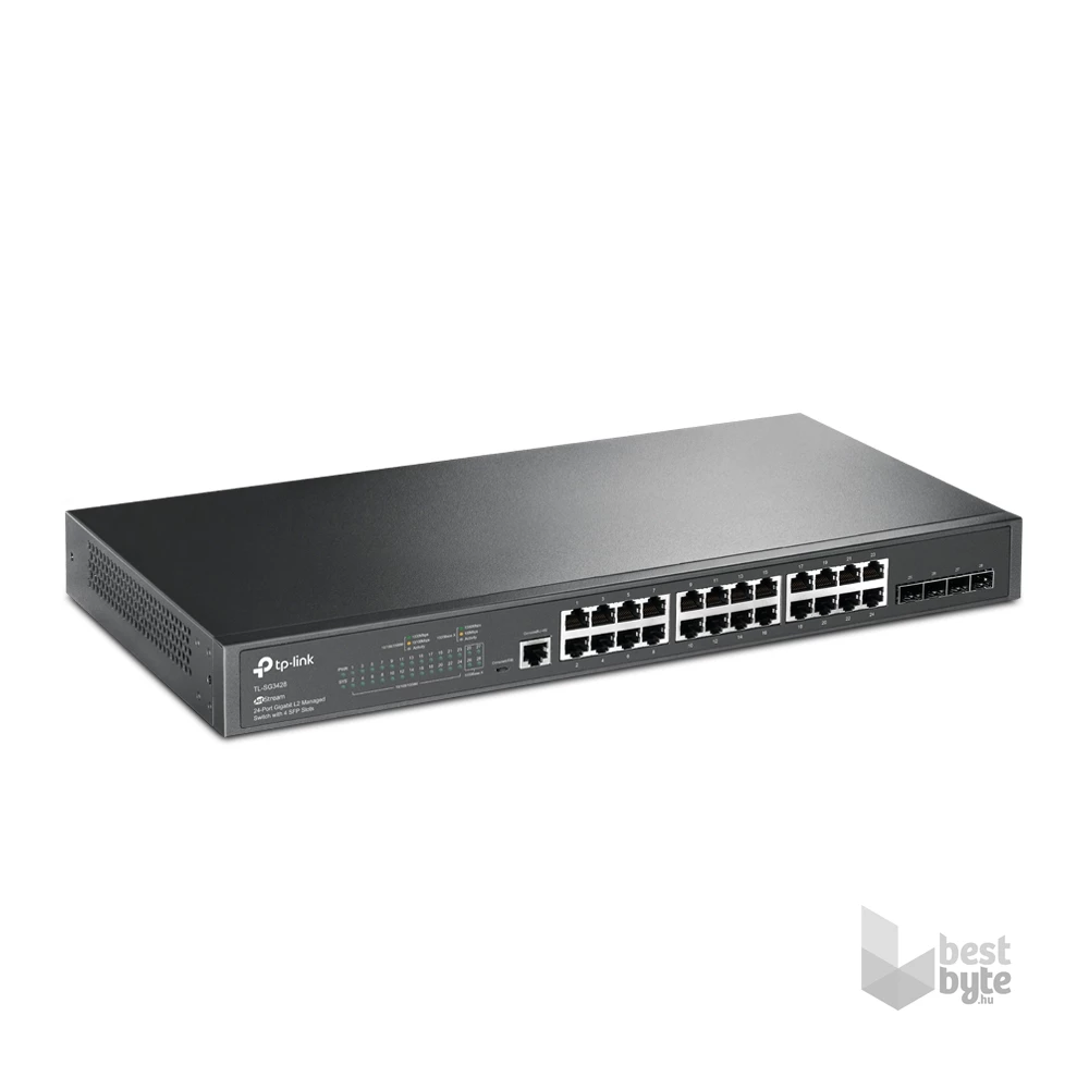 TP-Link TL-SG3428 JetStream 24xGbE LAN 4xGbE SFP port L2+ menedzselhető switch