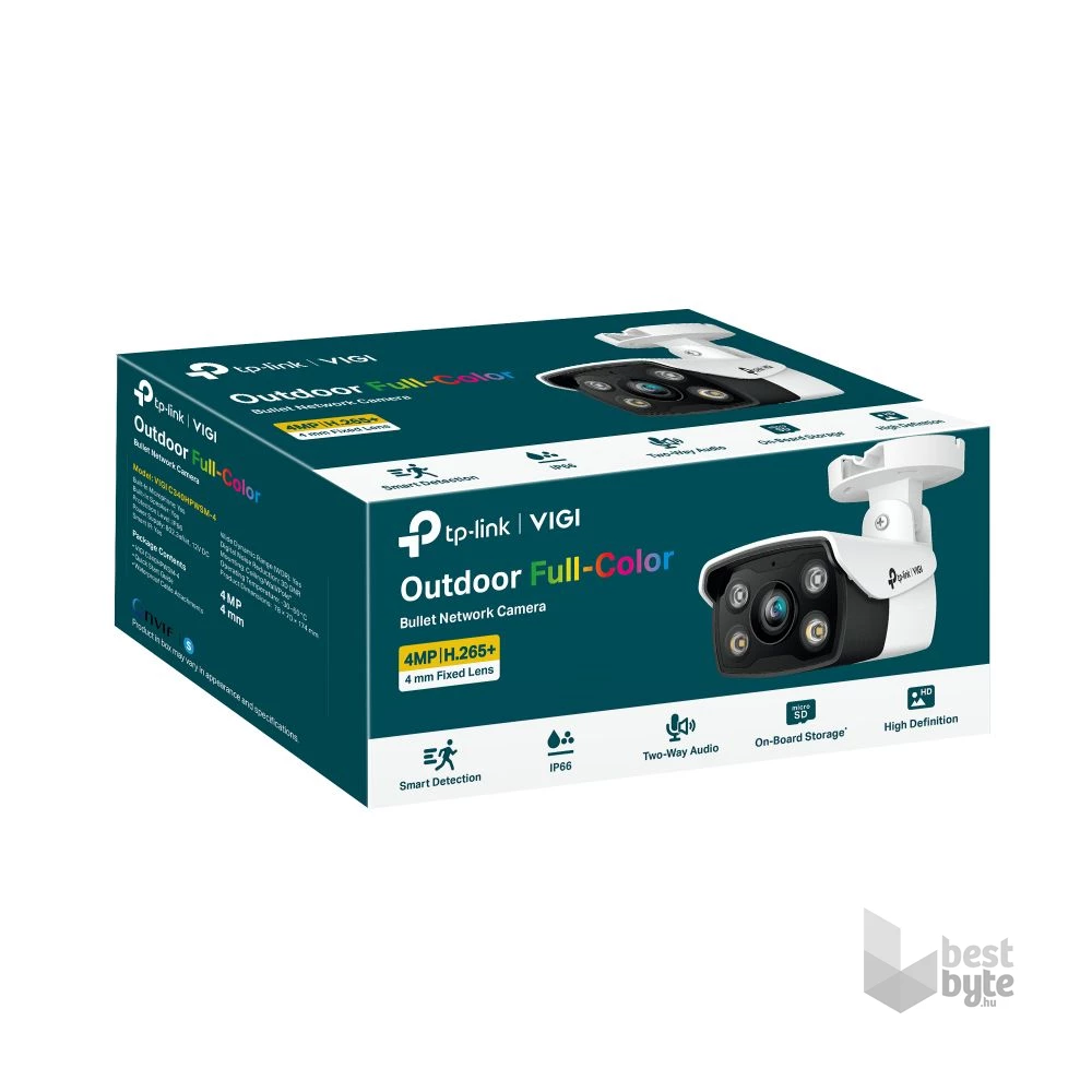 TP-Link VIGI C340 /4MP/2,8mm/kültéri/H265/IR30m/SD/Smart Detection/kétirányú hang/Full-Color IP csőkamera