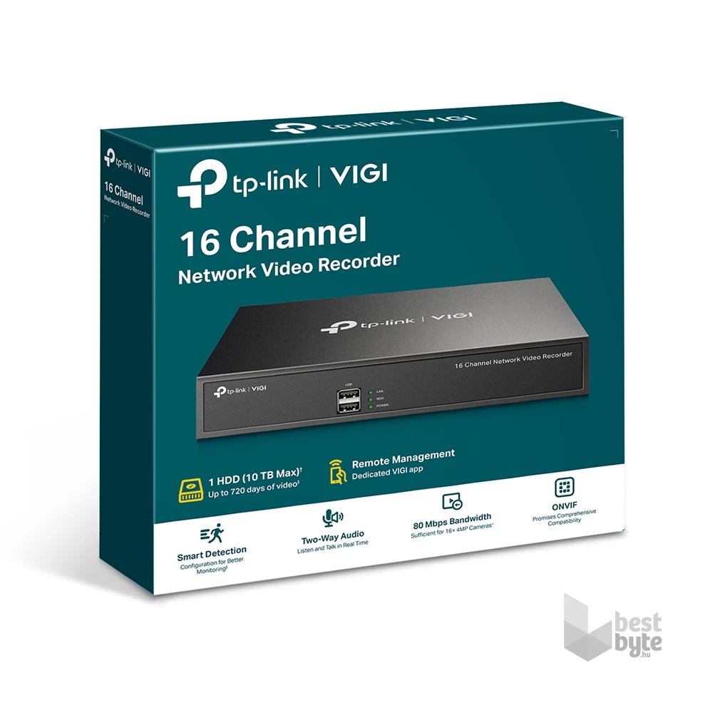 TP-Link VIGI NVR1016H 16 csatornás hálózati videó rögzítő