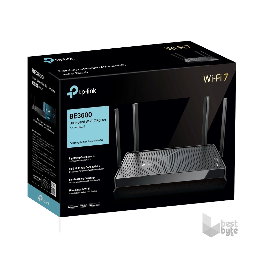 TP-Link Archer BE230 BE3600 fekete kétsávos Wi-Fi 7 router - R