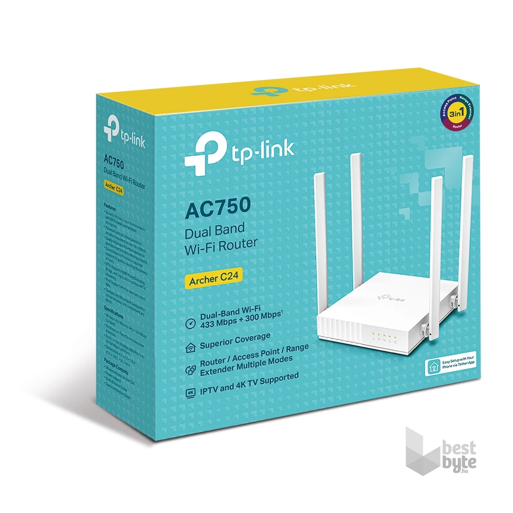 TP-Link Archer C24 AC750 802.11ac Dual-Band Vezeték nélküli Router