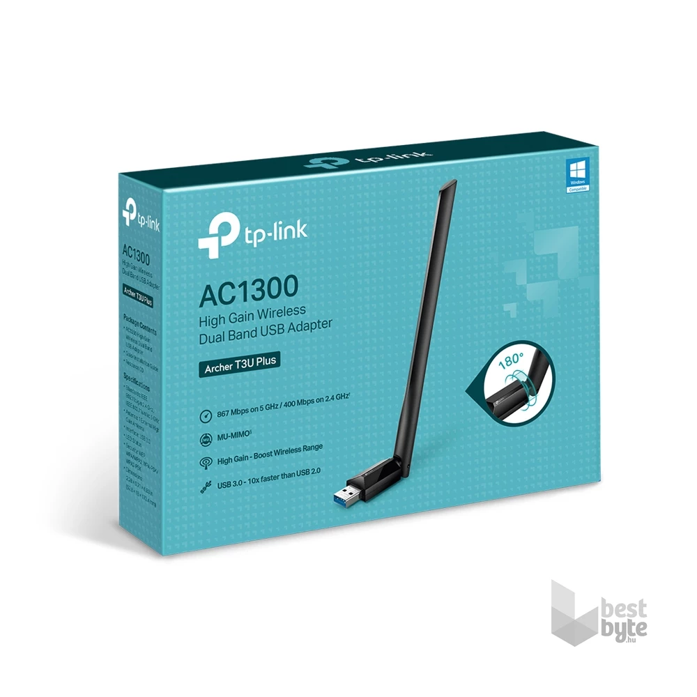 TP-Link Archer T3U plus AC1300 nagy teljesítményű, vezeték Nélküli, kétsávos, USB adapter