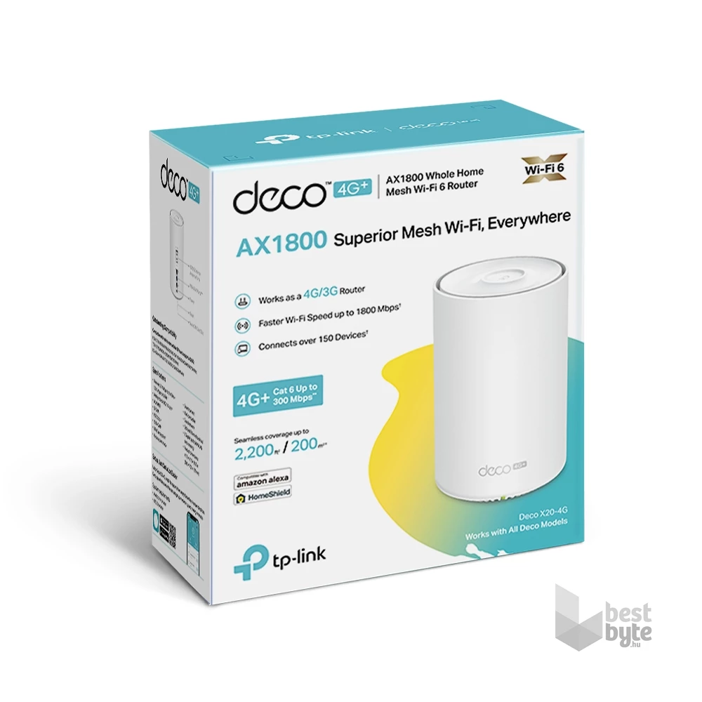 TP-Link DECO X20-4G 4G+AX1800 Whole Home Mesh Wi-Fi 6 Gateway 802.11ax vezeték nélküli rendszer (1db-os)