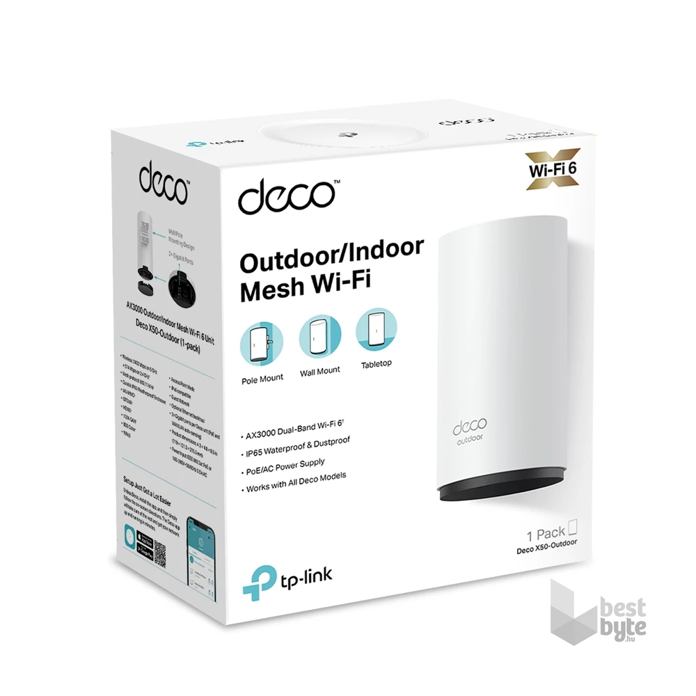TP-Link DECO X50-Outdoor AX3000 Whole Home Mesh Wi-Fi 6 802.11ax Kültéri Vezeték nélküli rendszer (1db-os)