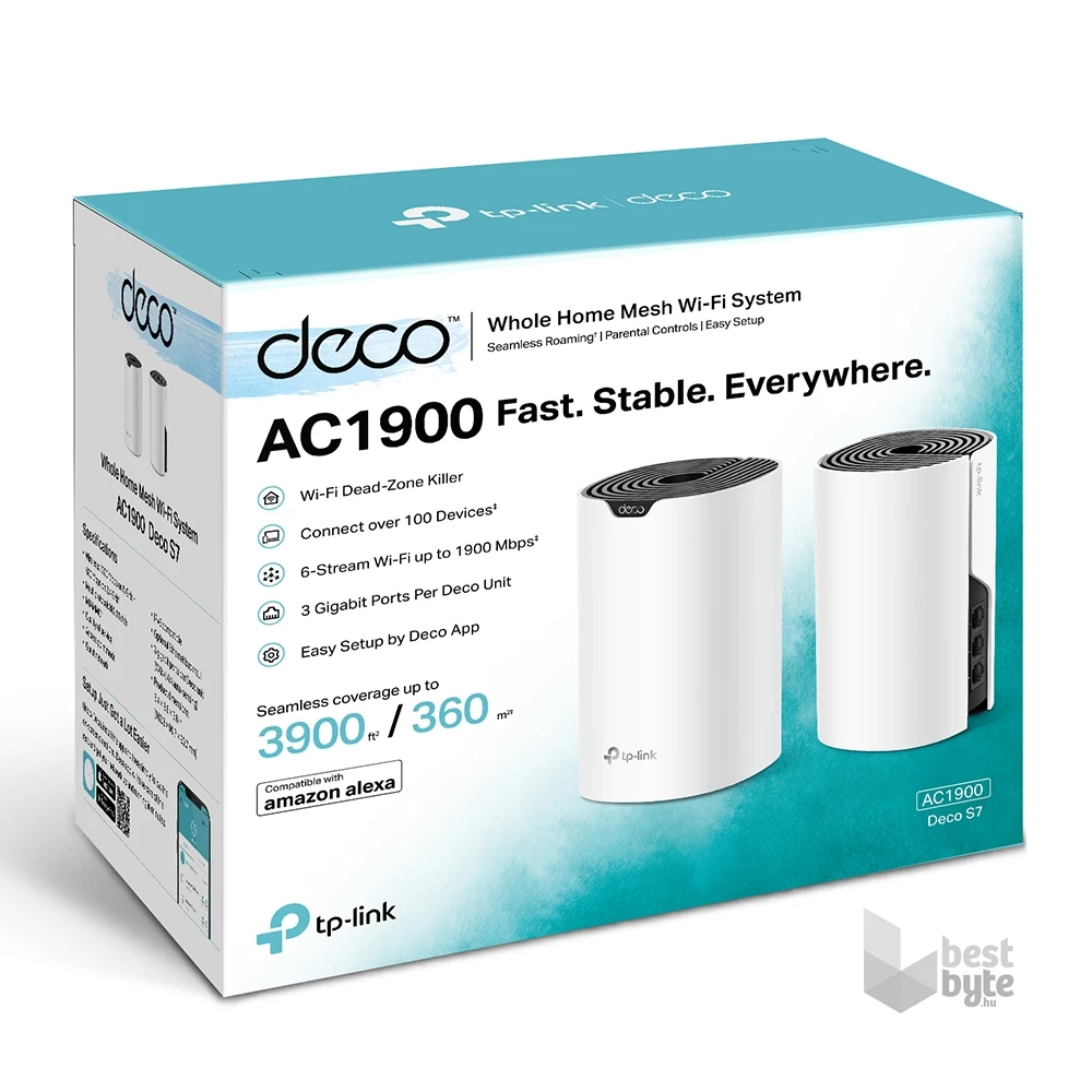 TP-Link Deco S7(2-pack) AC1900 fehér otthoni mesh Wi-Fi rendszer (2db)
