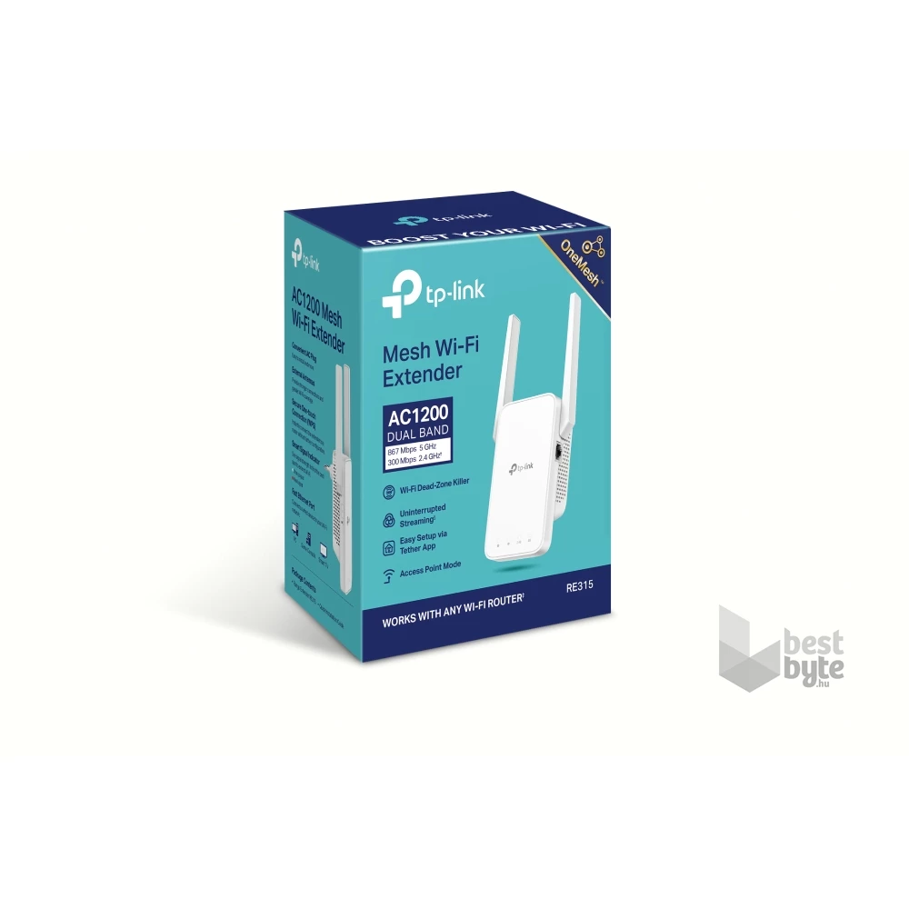 TP-Link RE315 AC1200 Mesh Wi-Fi tartomány bővítő, hatótávnövelő - R