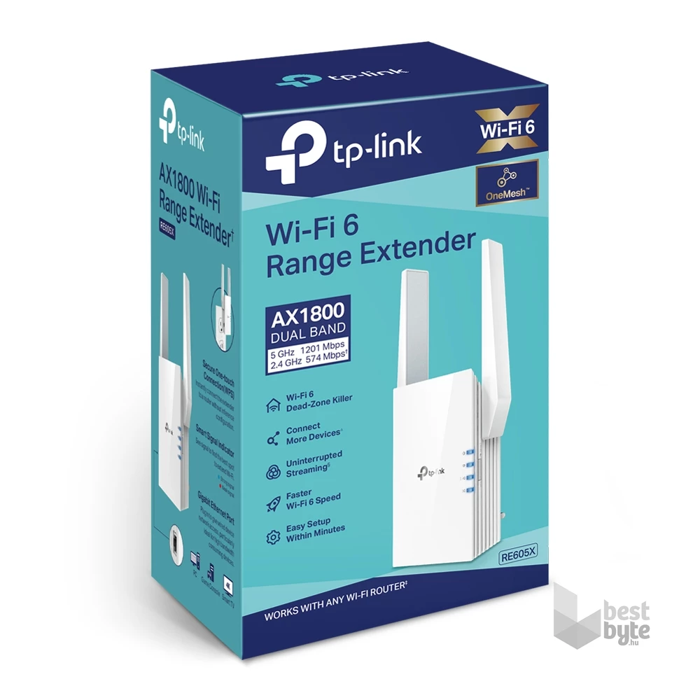 TP-Link RE605X AX1800 Wi-Fi tartománybővítő, hatótávnövelő
