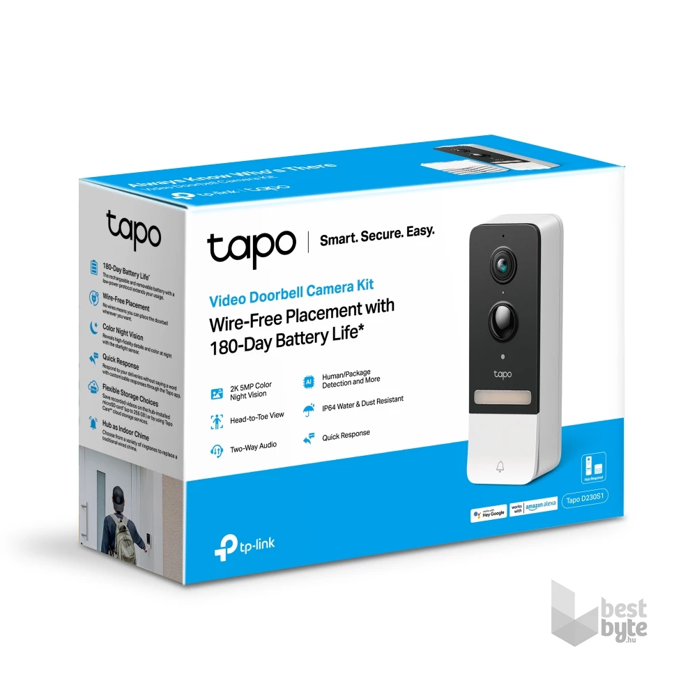 TP-Link Tapo D230S1 akkumulátorral működő kamerás ajtócsengő hubbal -R