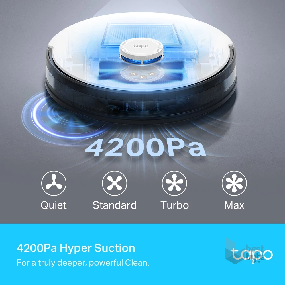TP-Link Tapo RV30 Plus LiDAR navigációs robotporszívó és felmosó intelligens automatikus ürítő dokkolóval