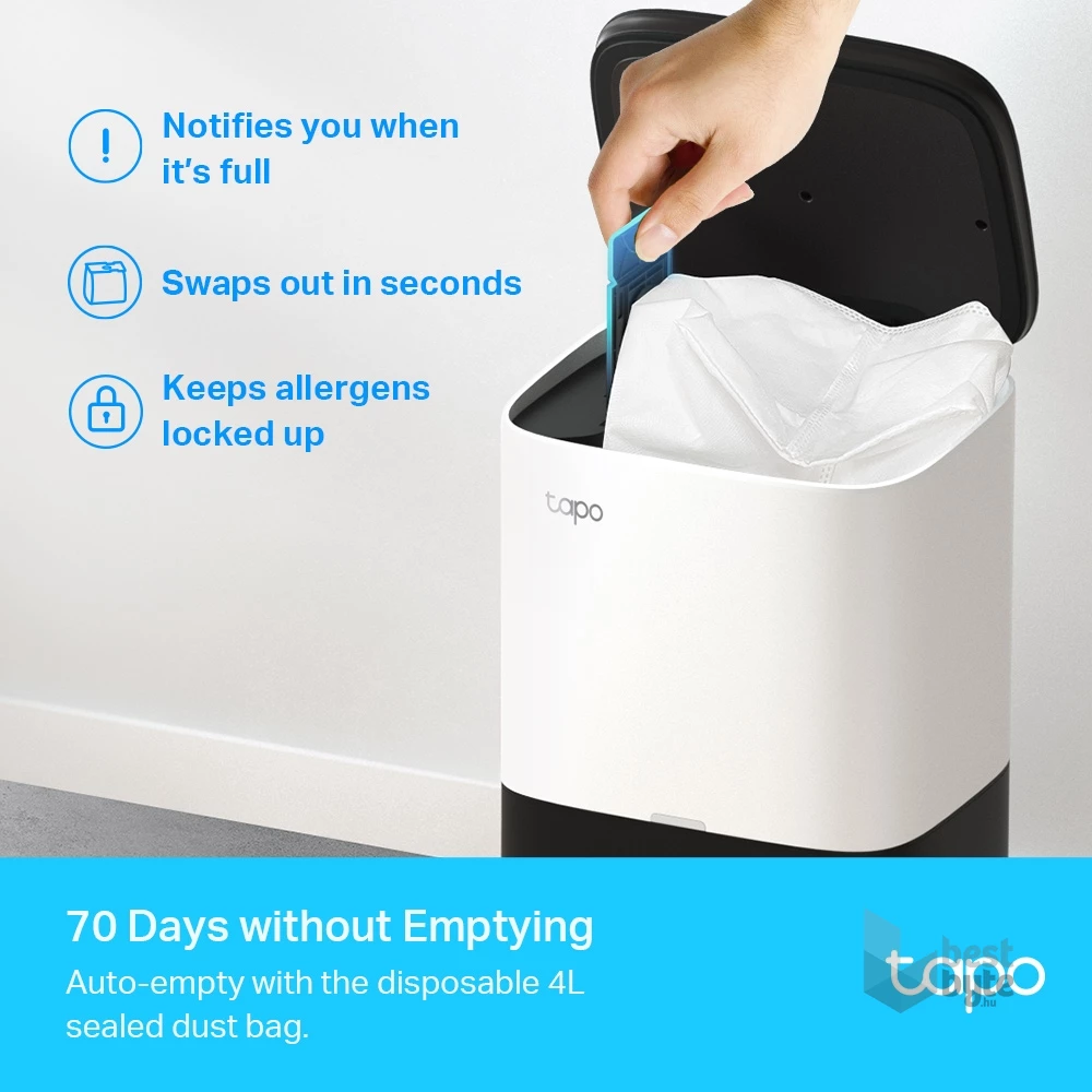 TP-Link Tapo RV30 Plus LiDAR navigációs robotporszívó és felmosó intelligens automatikus ürítő dokkolóval