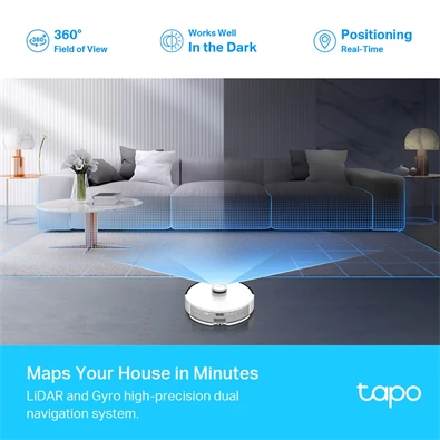 TP-Link Tapo RV30 Plus LiDAR navigációs robotporszívó és felmosó intelligens automatikus ürítő dokkolóval