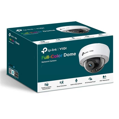 TP-Link VIGI C250(4mm) /Kültéri/5MP/4mm/IR/LED30m/FullColor/IK10/Smart/ Duál megvilágítású IP dóm kamera