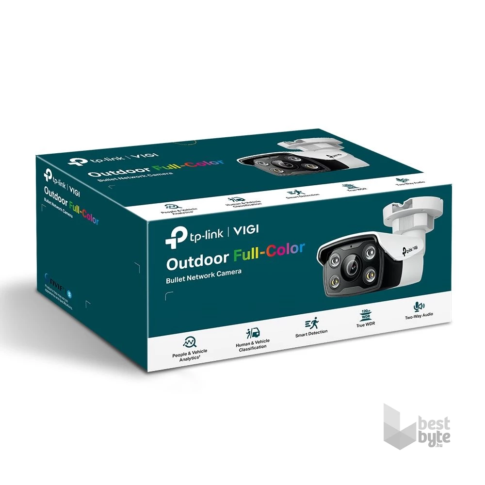 TP-Link VIGI C350(4mm) /Kültéri/5MP/4mm/IR/LED30m/FullColor/Smart/ Duál megvilágítású IP csőkamera