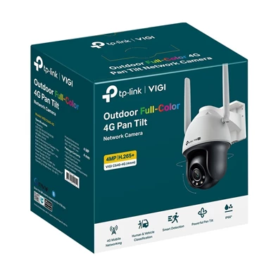 TP-Link VIGI C540-4G(4mm) /Kültéri/4MP/4mm/IR/LED30m/FullColor/Smart/Auto Tracking/kétirányú hang/ 4G IP PT kamera