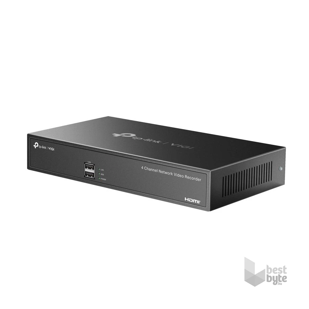 TP-Link VIGI NVR1004H /4 csatorna/H265+/80Mbps rögzítés/1x SATA/hálózati rögzítő (NVR)