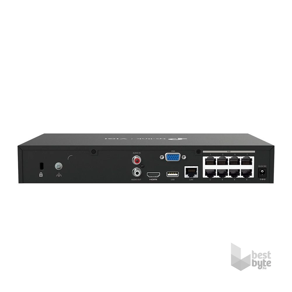 TP-Link VIGI NVR1008H-8P /8 csatorna/H265+/80Mbps rögzítés/1x SATA/8x PoE+ (53W) hálózati rögzítő (NVR)