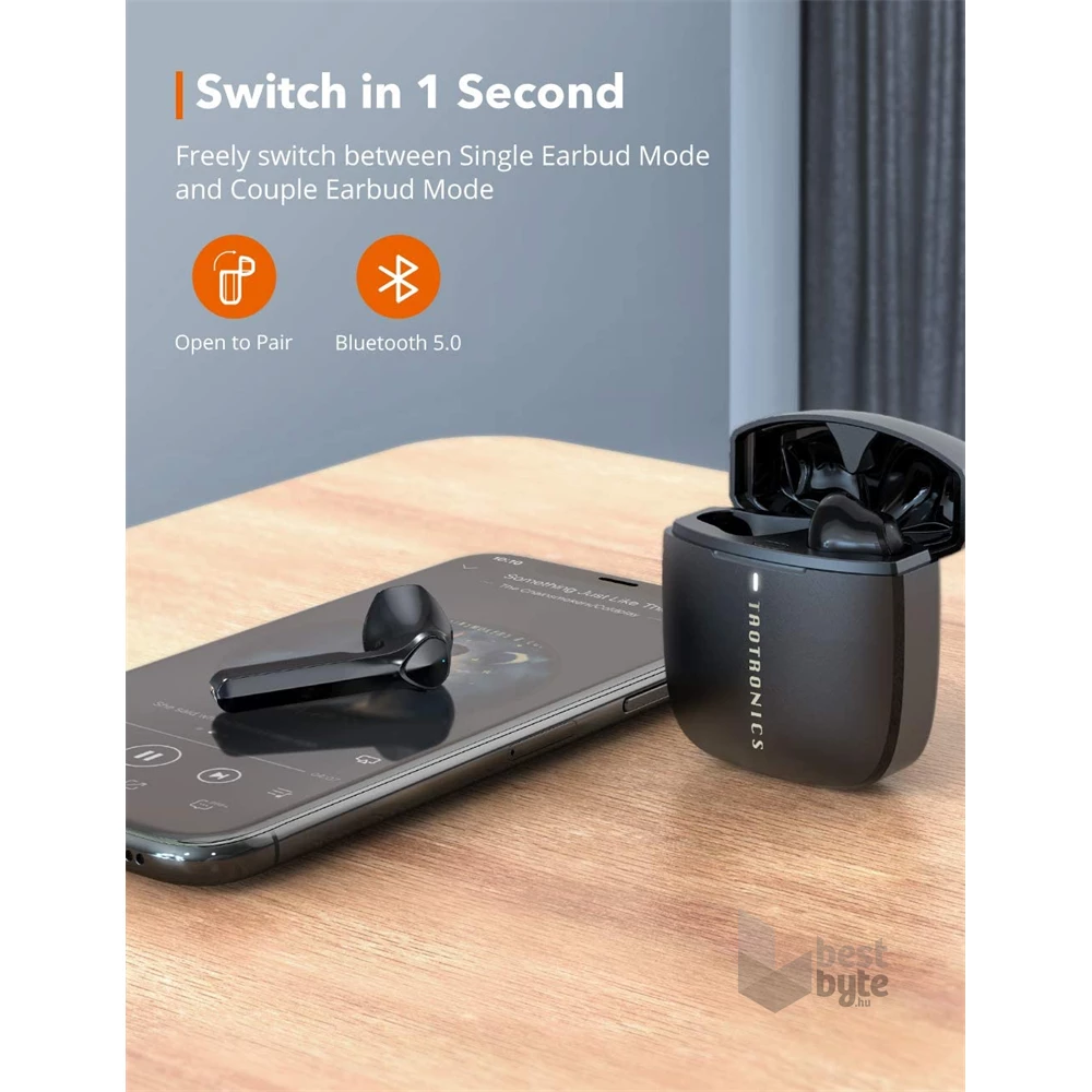 TaoTronics SoundLiberty 92 True Wireless Bluetooth fekete fülhallgató