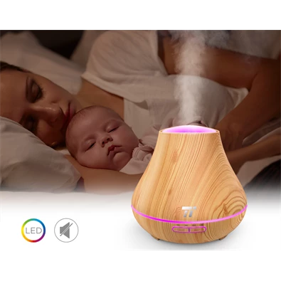 Taotronics TT-AD004 világosbarna fa mintázatú ultrahangos illóolaj párásító LED fénnyel