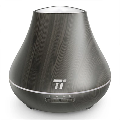 Taotronics TT-AD004 sötétbarna fa mintázatú ultrahangos illóolaj párásító LED fénnyel
