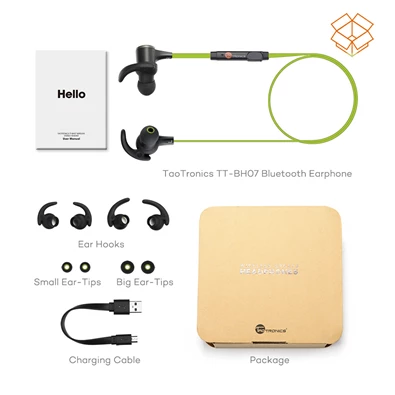 Taotronics TT-BH07 Bluetooth sztereó zöld sport fülhallgató