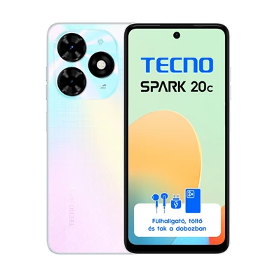 Tecno Spark 20C 4/128GB DualSIM kártyafüggetlen okostelefon - Mystery White (Android)