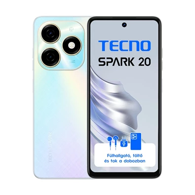 Tecno Spark 20 8/256GB DualSIM kártyafüggetlen okostelefon - Cyber White (Android)