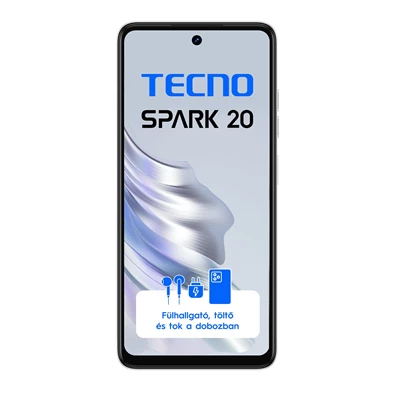 Tecno Spark 20 8/256GB DualSIM kártyafüggetlen okostelefon - Cyber White (Android)