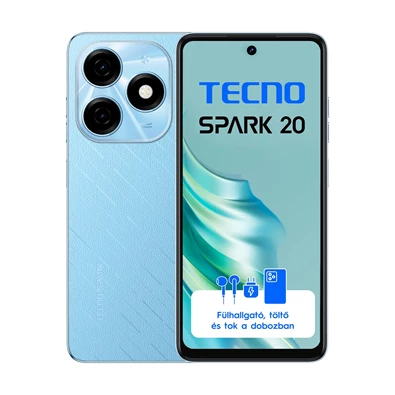 Tecno Spark 20 8/256GB DualSIM kártyafüggetlen okostelefon - Magic Skin Blue (Android)