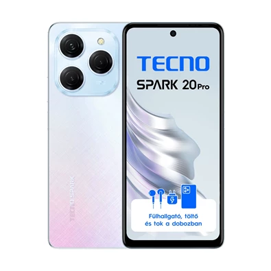 Tecno Spark 20 Pro 8/256GB DualSIM kártyafüggetlen okostelefon - Frosty Ivory (Android)