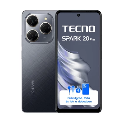 Tecno Spark 20 Pro 8/256GB DualSIM kártyafüggetlen okostelefon - Moonlit Black (Android)