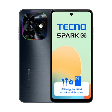 Tecno Spark Go 2024 3/64GB DualSIM kártyafüggetlen okostelefon - Gravity Black (Android)