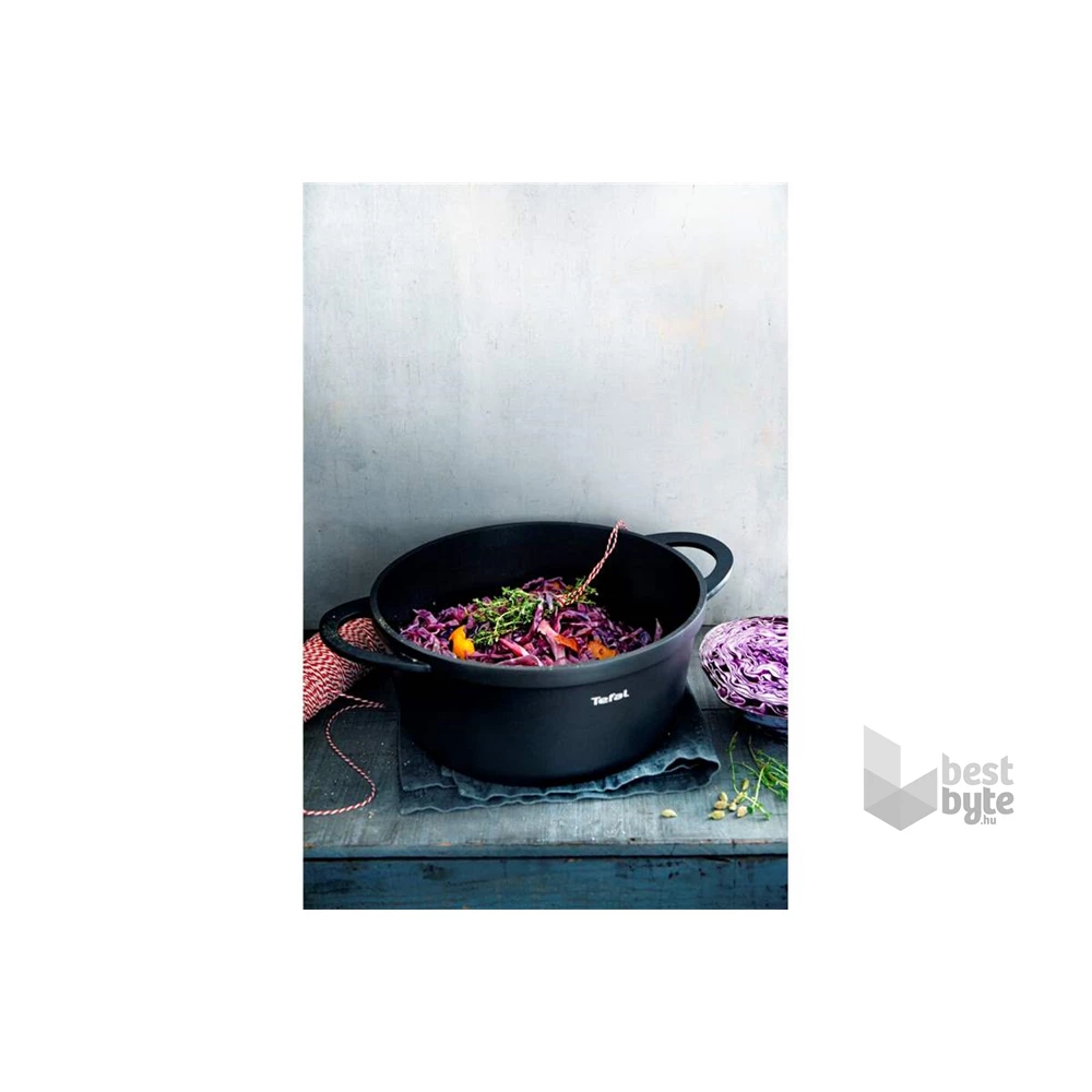 Tefal E2184634 Trattoria öntött alumínium fedős 24 cm-es fekete lábas