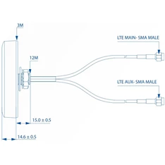 Teltonika PR1KCL25 combo MIMO Mobile SMA LTE tető antenna