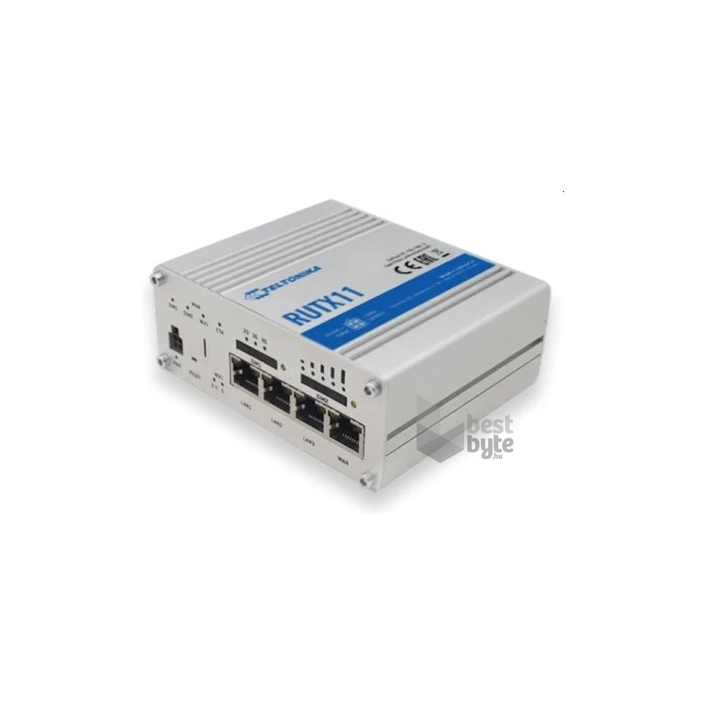 Teltonika RUTX11 3xGbE LAN 2xminiSIM 4G/LTE CAT6 Bluetooth Dual Band Vezeték nélküli Gigabit ipari router