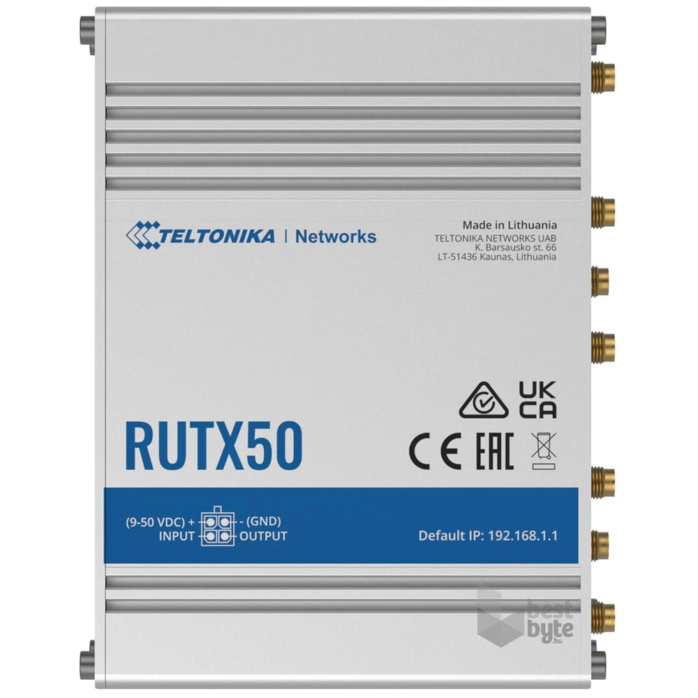 Teltonika RUTX50 4xGbE LAN 2xminiSIM 5G Dual Band Vezeték nélküli Gigabit ipari router