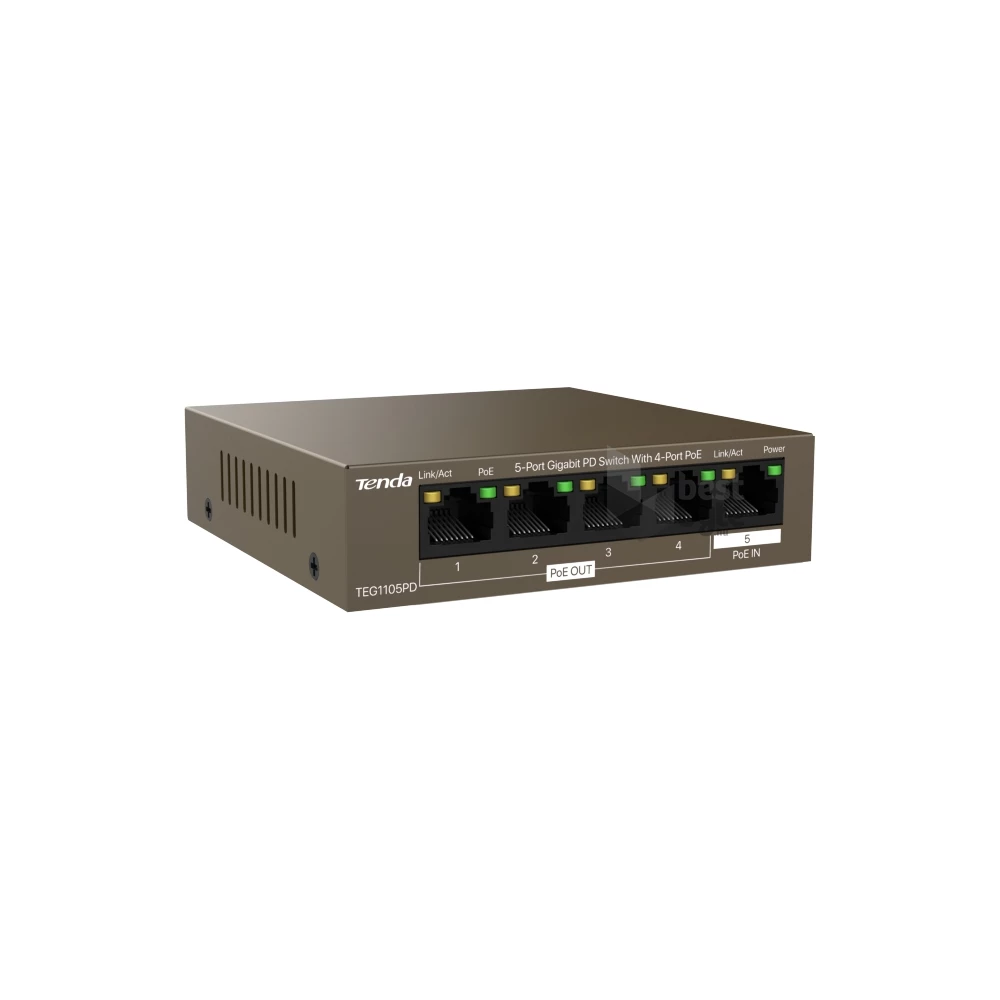 Tenda TEG1105PD 5port GbE LAN 4xPoE LAN port switch