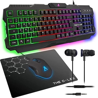 The G-Lab COMBO-HELIUM/HU 4in1 (KEYZ 120 billentyűzet, KULT HELIUM egér+pad, INT 100 fülhallgató, magyar) gamer kombó