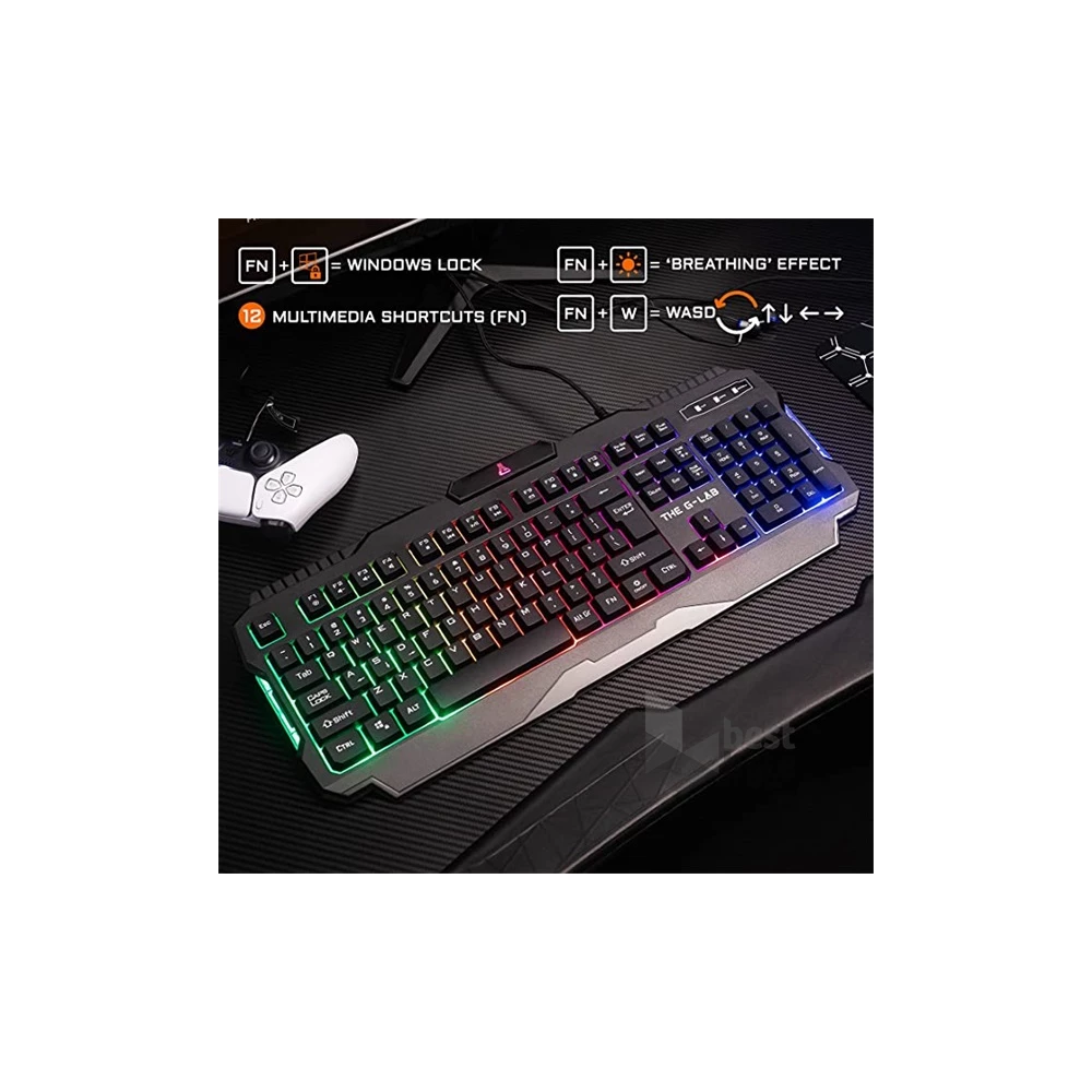 The G-Lab COMBO-HELIUM/HU 4in1 (KEYZ 120 billentyűzet, KULT HELIUM egér+pad, INT 100 fülhallgató, magyar) gamer kombó