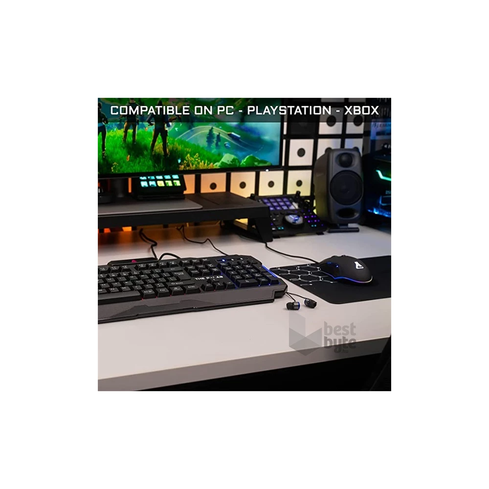The G-Lab COMBO-HELIUM/HU 4in1 (KEYZ 120 billentyűzet, KULT HELIUM egér+pad, INT 100 fülhallgató, magyar) gamer kombó