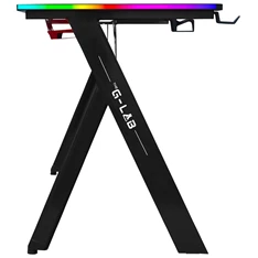 The G-Lab K-DESK-SULFUR (120x60cm, fém, pohártartó, fejhallgatótartó) fekete gamer asztal