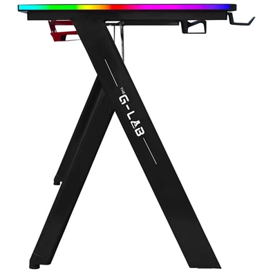 The G-Lab K-DESK-SULFUR (120x60cm, fém, pohártartó, fejhallgatótartó) fekete gamer asztal