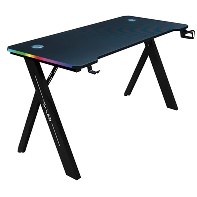 The G-Lab K-DESK-SULFUR (120x60cm, fém, pohártartó, fejhallgatótartó) fekete gamer asztal