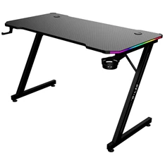 The G-Lab K DESK ELECTRON EX (120x60cm, fém, pohártartó, fejhallgatótartó, RGB LED) fekete gamer asztal