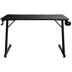 The G-Lab K DESK ELECTRON EX (120x60cm, fém, pohártartó, fejhallgatótartó, RGB LED) fekete gamer asztal