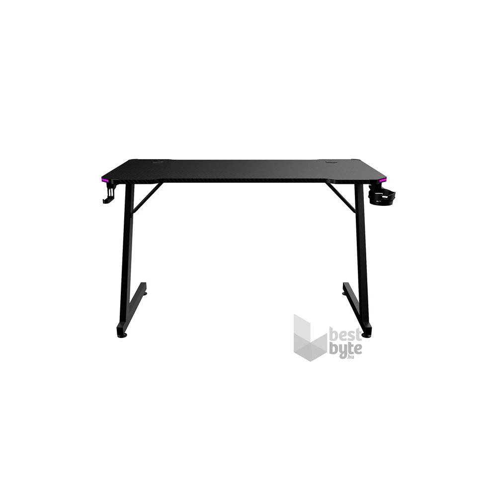 The G-Lab K DESK ELECTRON EX (120x60cm, fém, pohártartó, fejhallgatótartó, RGB LED) fekete gamer asztal