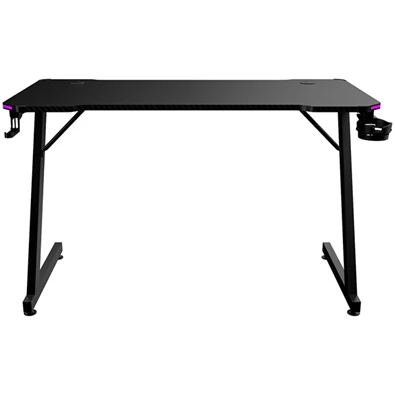 The G-Lab K DESK ELECTRON EX (120x60cm, fém, pohártartó, fejhallgatótartó, RGB LED) fekete gamer asztal