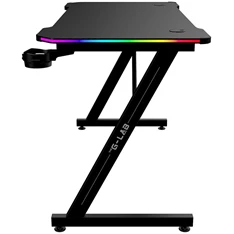 The G-Lab K DESK ELECTRON EX (120x60cm, fém, pohártartó, fejhallgatótartó, RGB LED) fekete gamer asztal