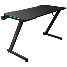 The G-Lab K DESK ELECTRON EX (120x60cm, fém, pohártartó, fejhallgatótartó, RGB LED) fekete gamer asztal