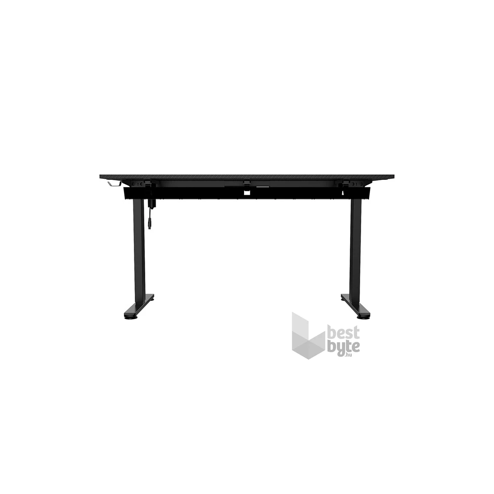 The G-Lab K DESK PLATINIUM (140x75cm, fém, pohár, fejhallgatótartó, motoros magasság áll., RGB) fekete gamer asztal